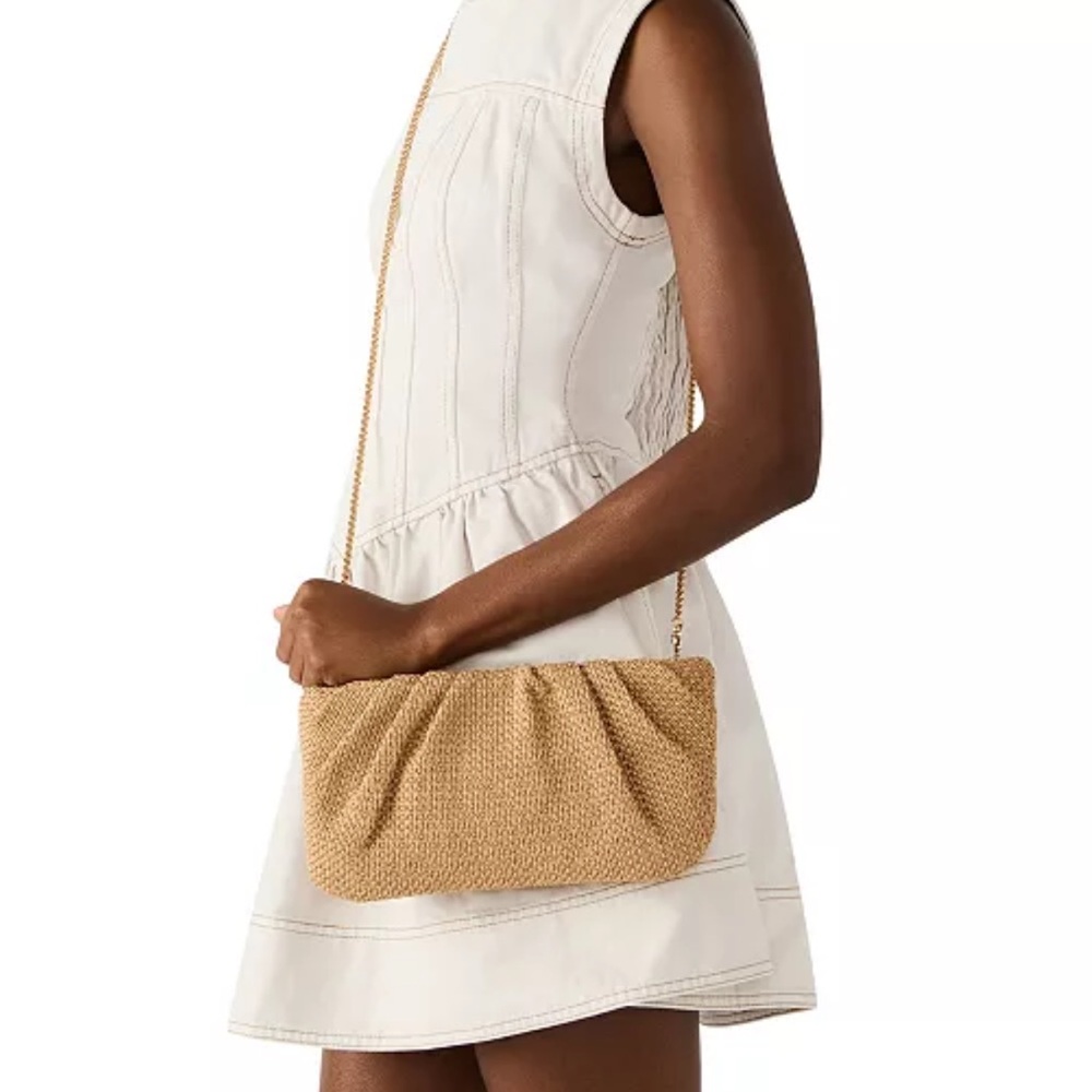 Palomaa Pleated Small Raffia Clutch